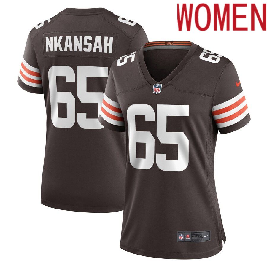 Women Cleveland Browns #65 Elijah Nkansah Nike Brown Game Player NFL Jersey